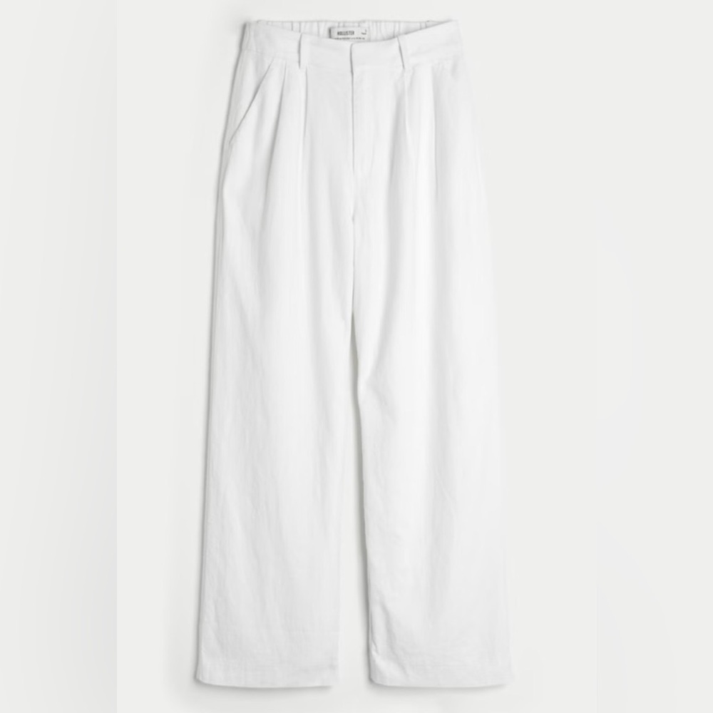 Hollister White Livvy Ultra High-Rise Linen-Blend Wide-Leg Pants M Long NWOT